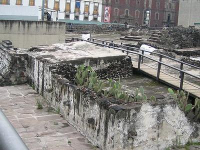 The Spanish conquistadors tore down the Aztec buildings & used the stones to create their new city.