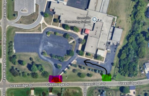map with arrow showing traffic flow
