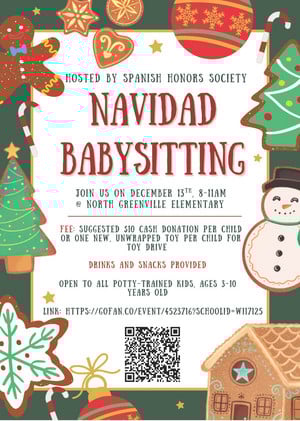 Navidad babysitting flyer | All text in website body area