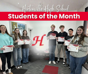 HHS Students of the month picture of all students with their certificates