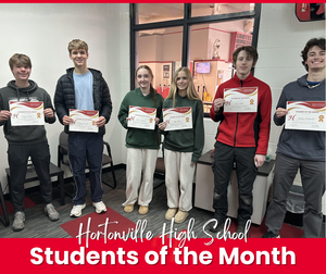 HHS Students of the month picture of all students with their certificates