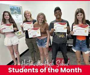 HHS Students of the month picture of all students with their certificates